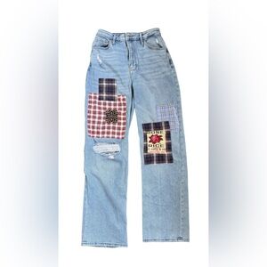 Patchwork Dad Jeans with Plaid Accents and Hawaiian Quilt & Hawai’i Rice Patch